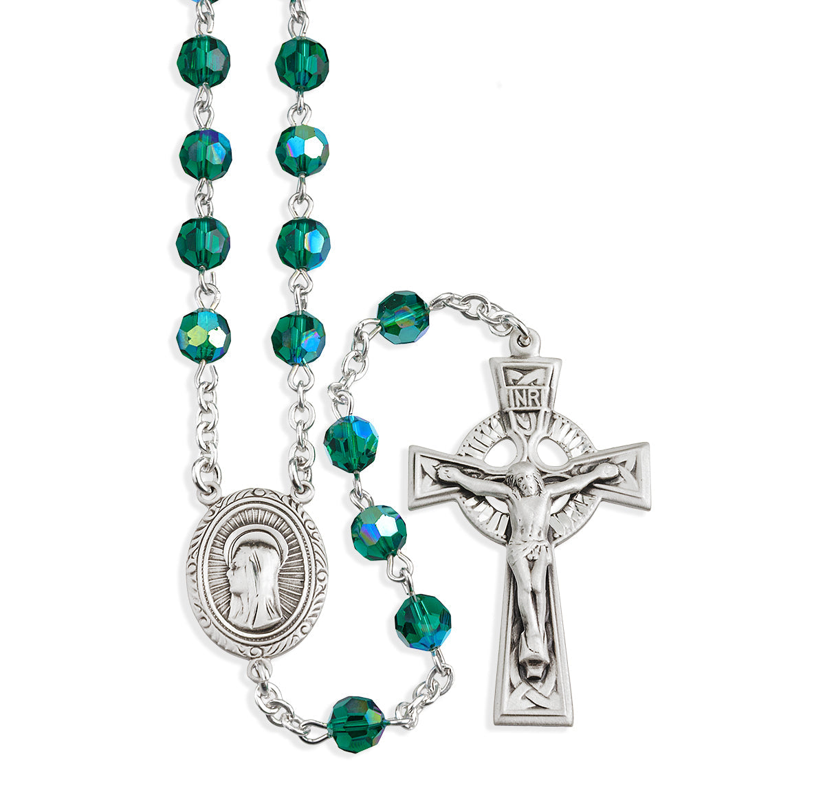6mm Light Sapphire Finest Crystal Beads Necklace | Catholic Jewelry