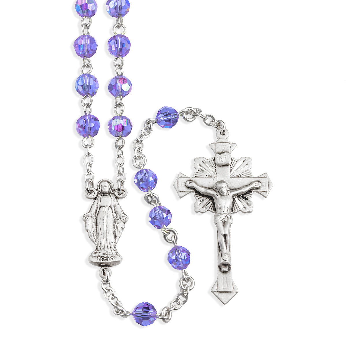 6mm Violet Finest Austrian Crystal Beads Necklace | Catholic Jewelry