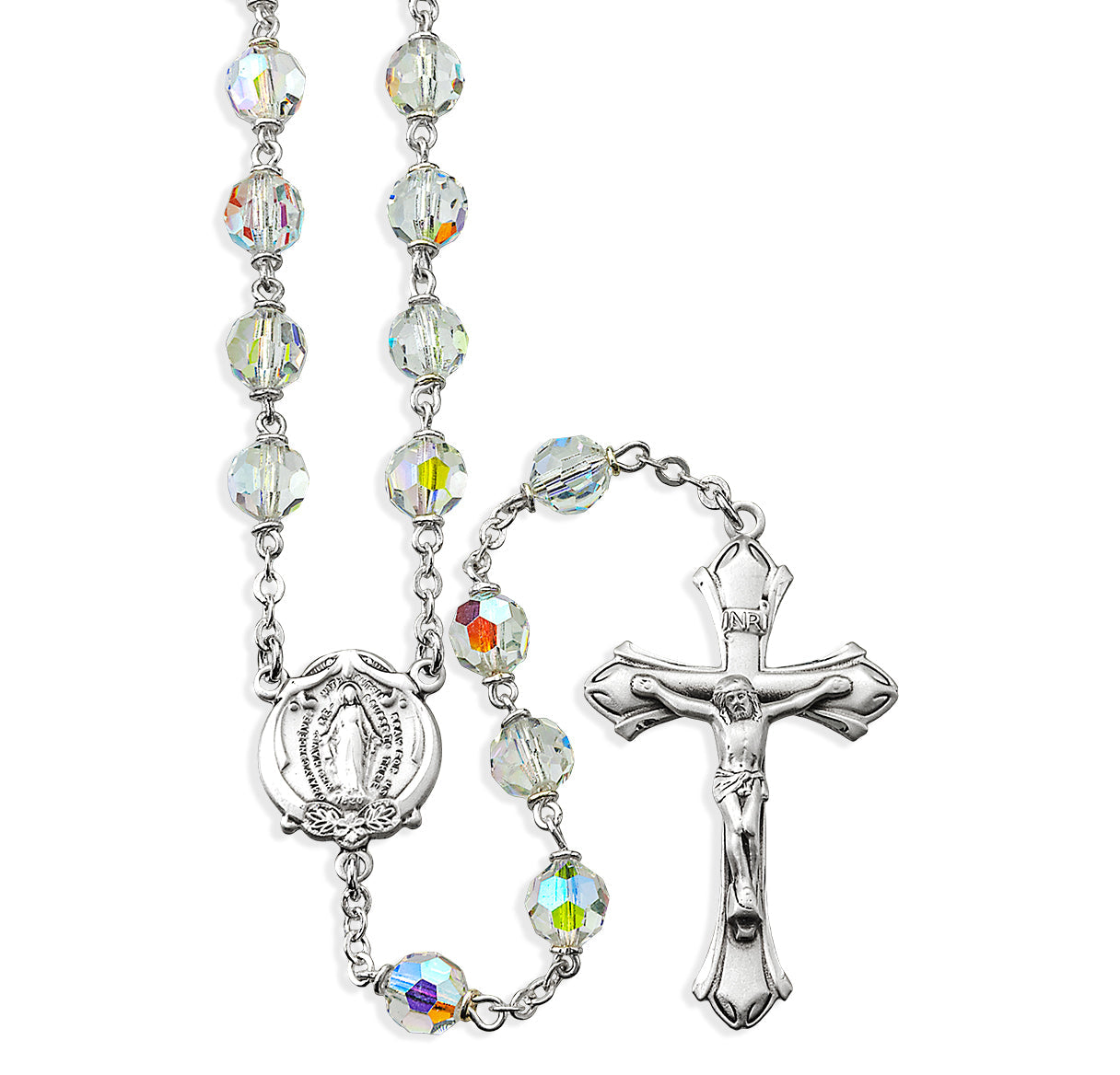 7mm Crystal Czech Aurora Beads | Catholic Rosary Beads