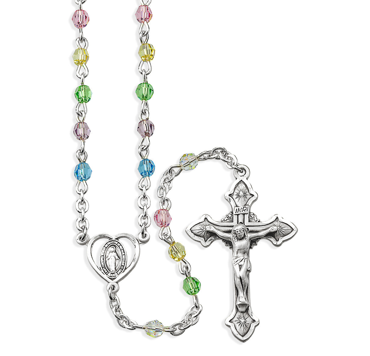 4mm Finest Crystal Multi-Color Bead Rosary | Catholic Rosary