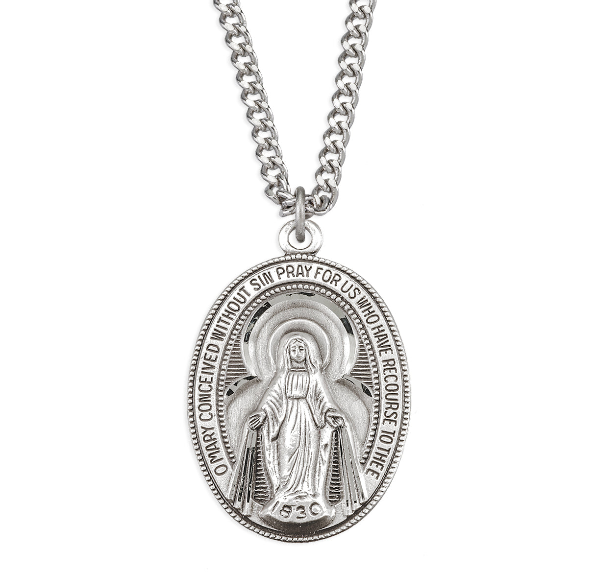 Sterling Silver Oval Miraculous Medal
