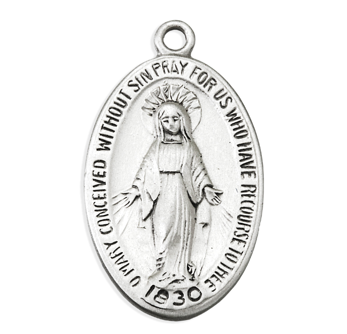 Sterling Silver Miraculous Medal With Simple Border