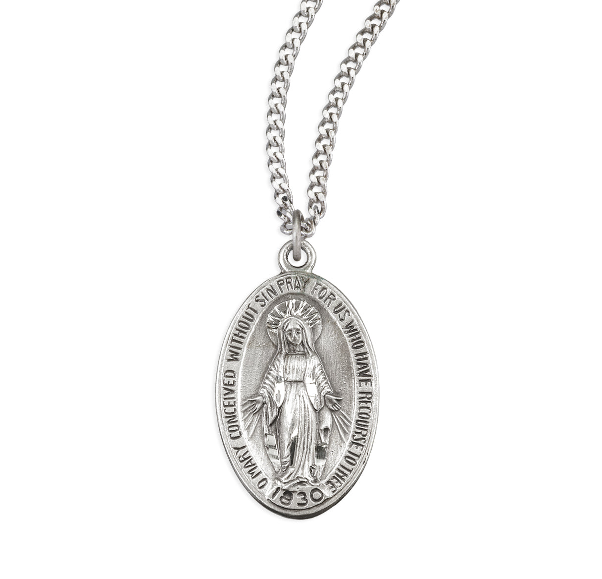 Sterling Silver Miraculous Medal With Simple Border