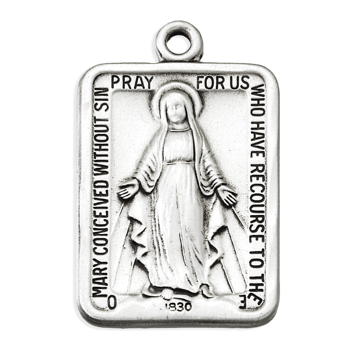 Sterling Silver Rectangular Miraculous Medal