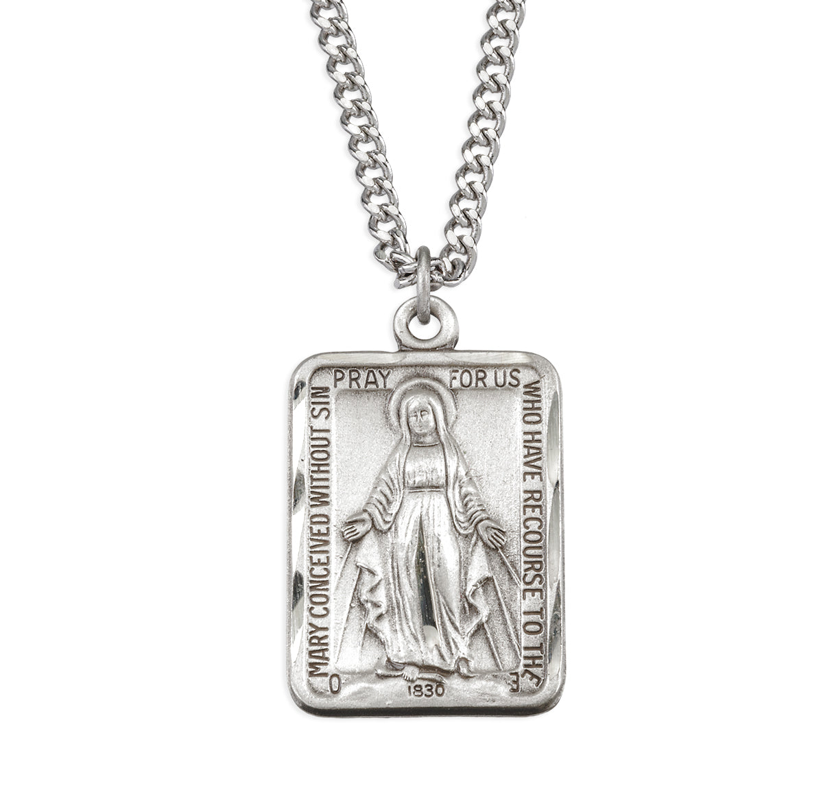 Sterling Silver Rectangular Miraculous Medal