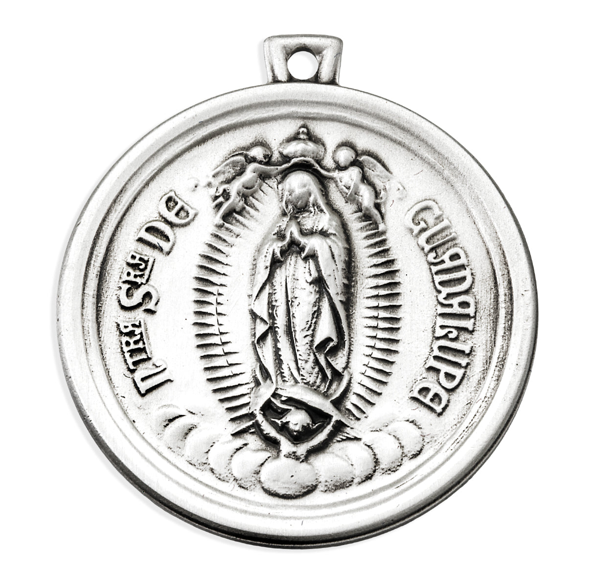 Sterling Silver Large Round Our Lady of Guadalupe Medal