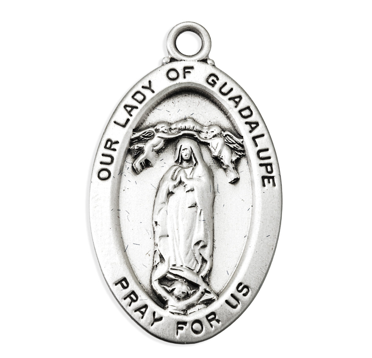 Sterling Silver Oval Our Lady of Guadalupe Medal
