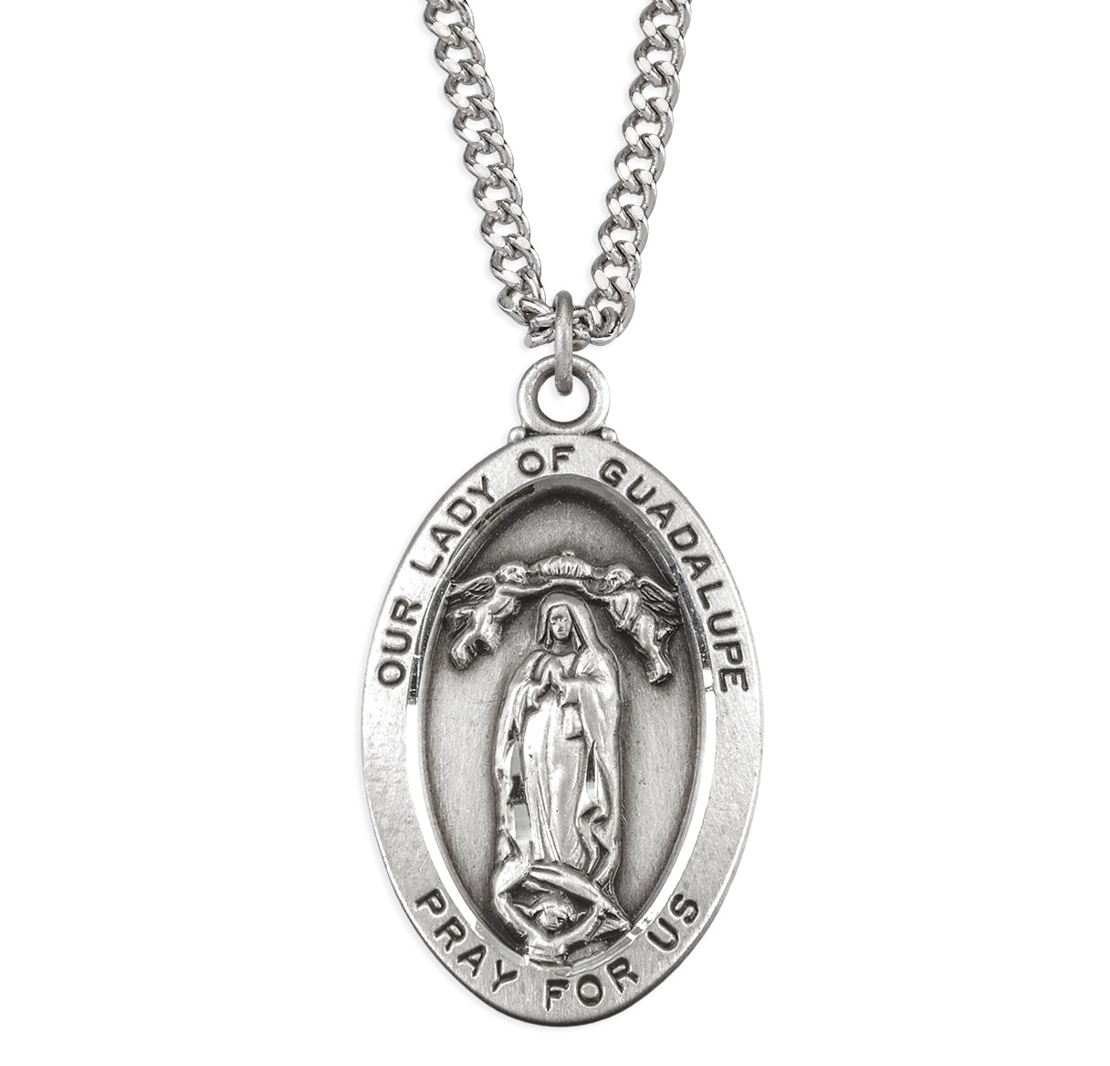 Sterling Silver Oval Our Lady of Guadalupe Medal