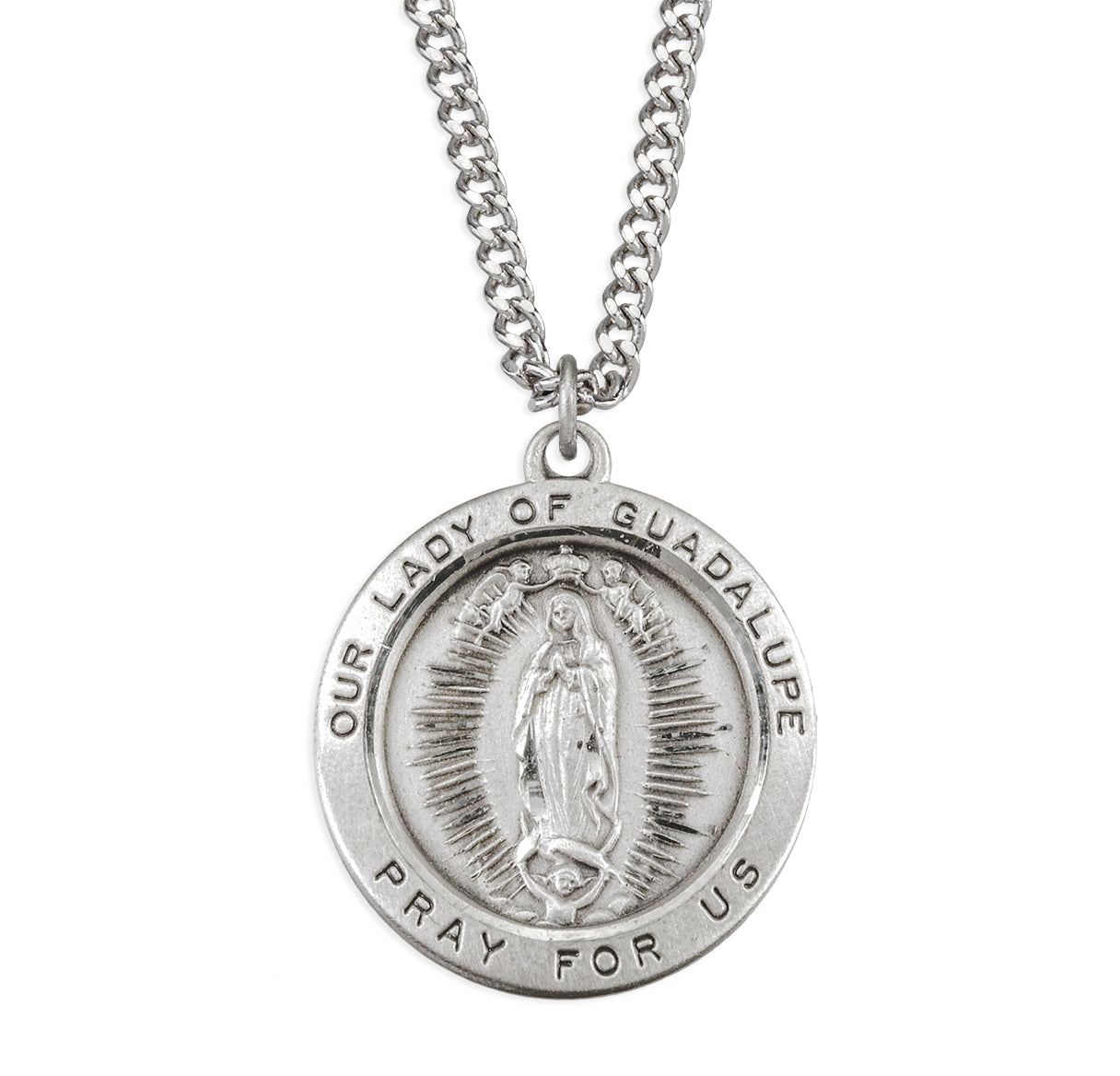 Sterling Silver Round Our Lady of Guadalupe Medal