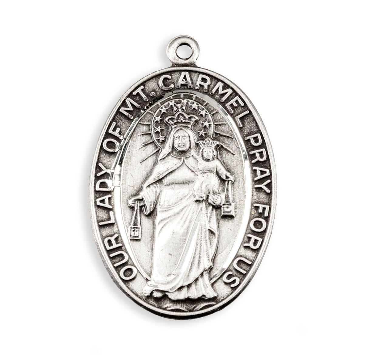 Sterling Silver Our Lady of Mount Carmel Medal with Jesus