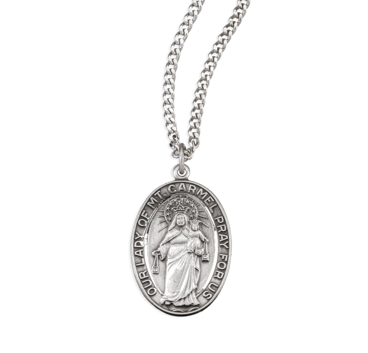 Sterling Silver Our Lady of Mount Carmel Medal with Jesus