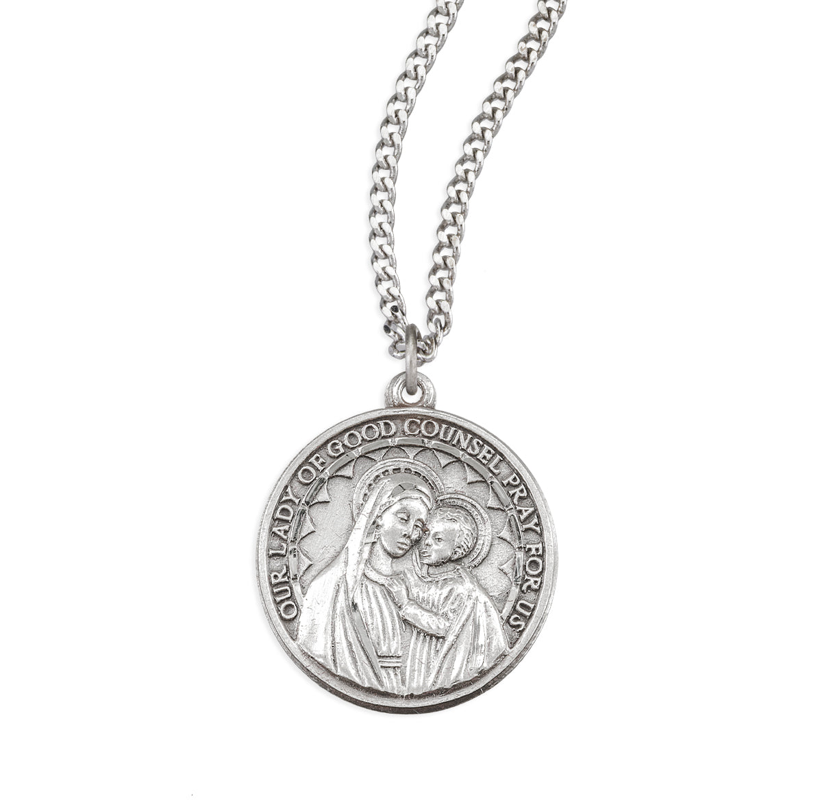 Sterling Silver Our Lady of Good Council with Jesus Medal