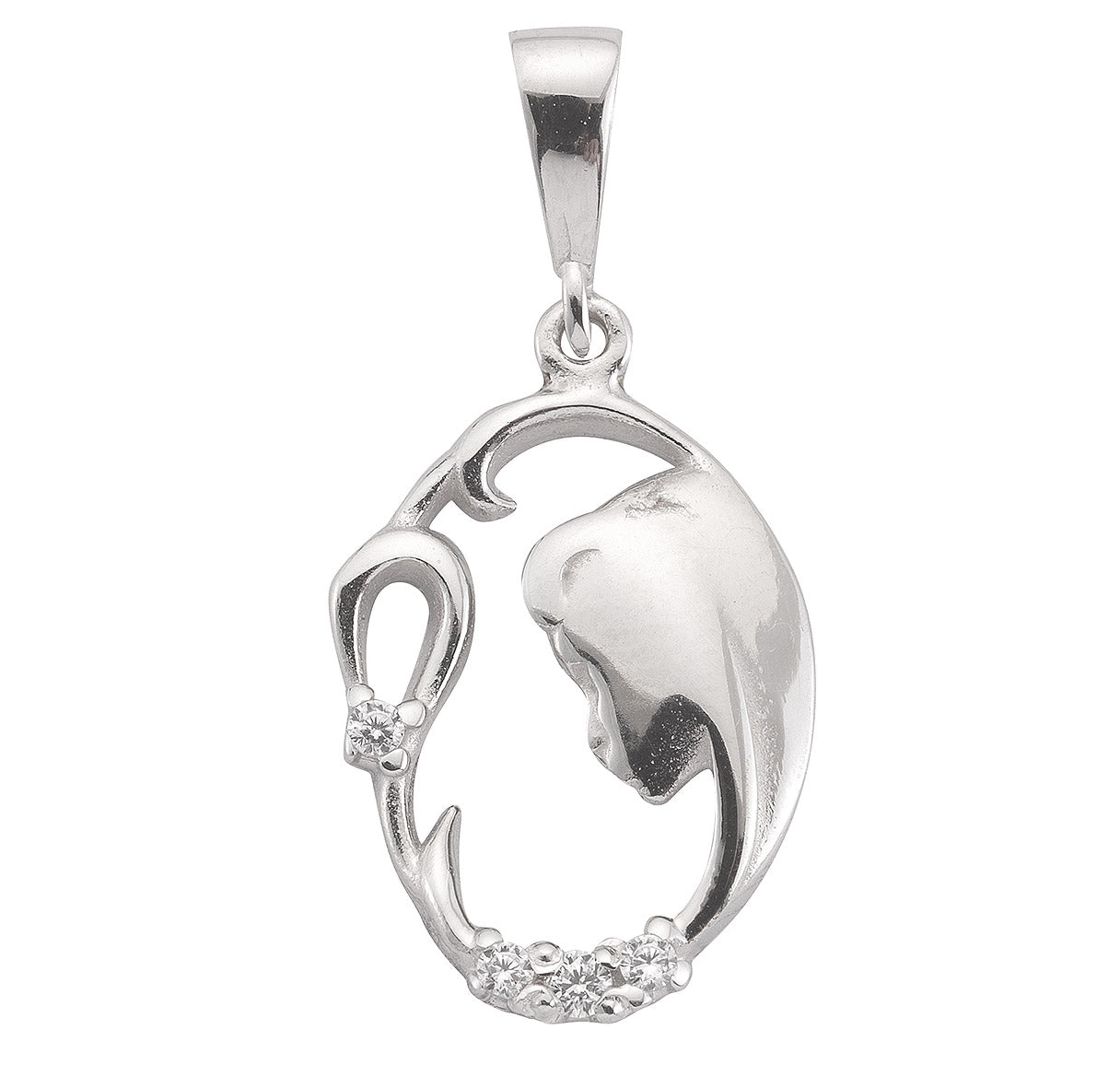 Sterling Silver Contemporary Madonna and Child Oval Medal Italy