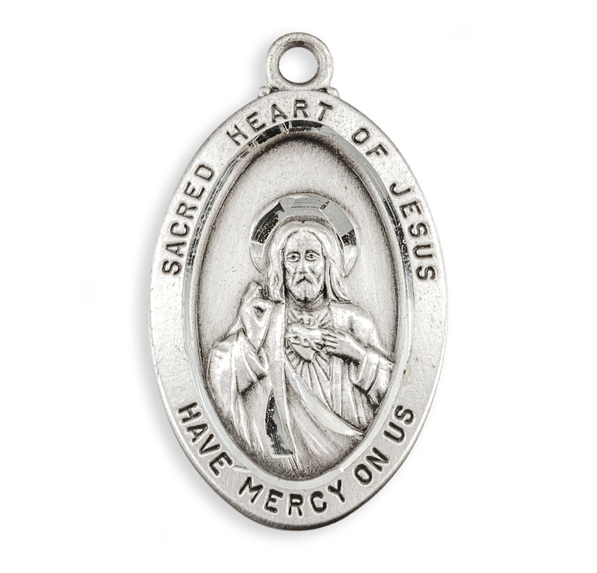 Sterling Silver Oval Sacred Heart Scapular Medal