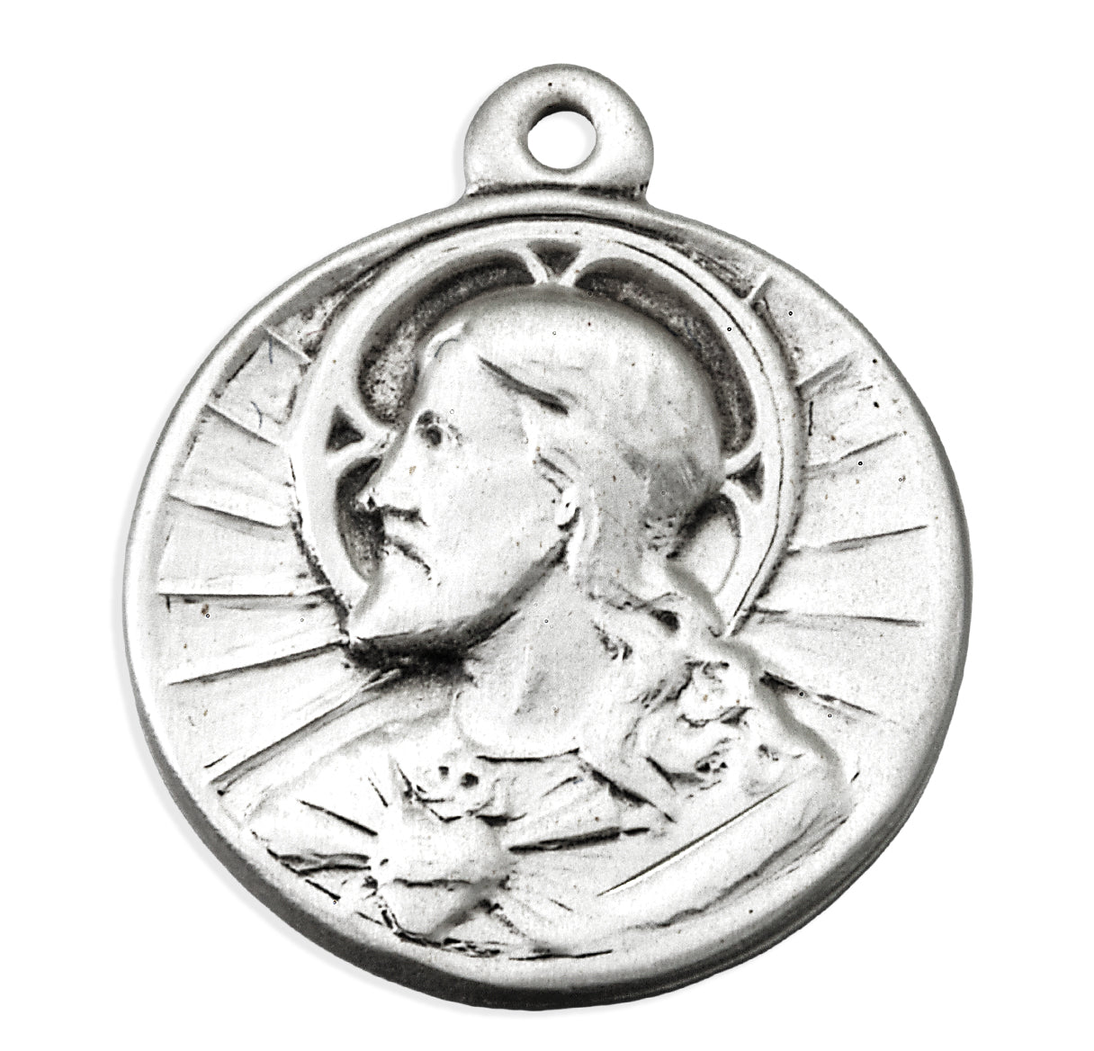 Sterling Silver Sacred Heart Scapular Bust Profile Medal