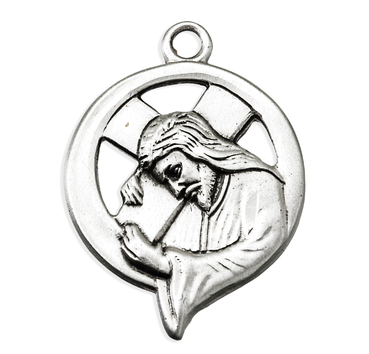 Sterling Silver Christ Carrying Cross Medal