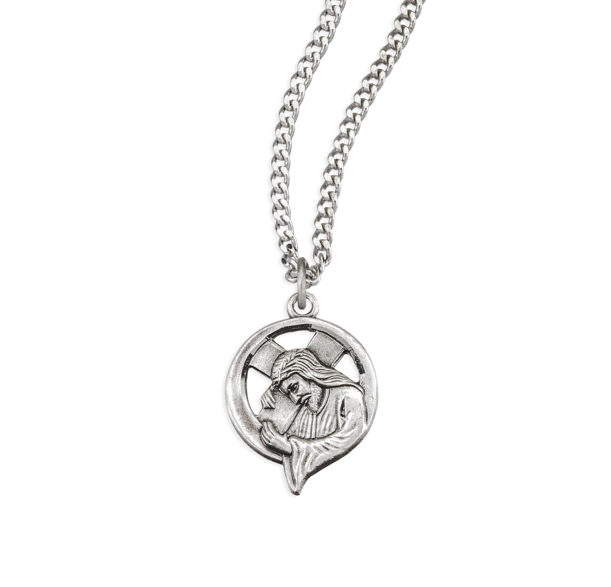 Sterling Silver Christ Carrying Cross Medal