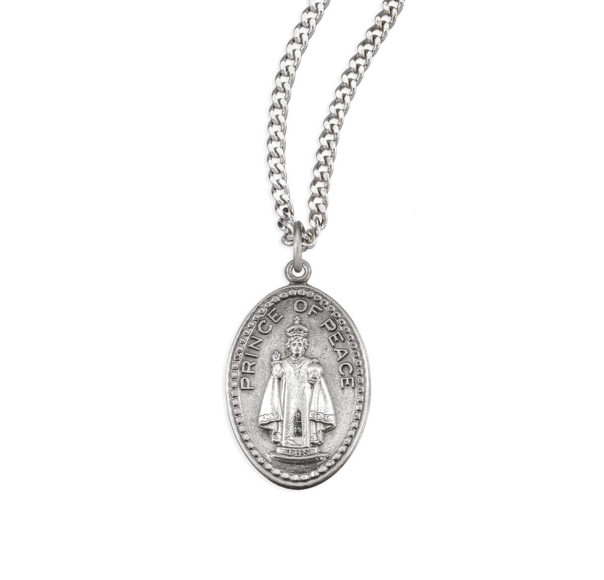 Sterling Silver Infant Of Prague Medal with Prayer