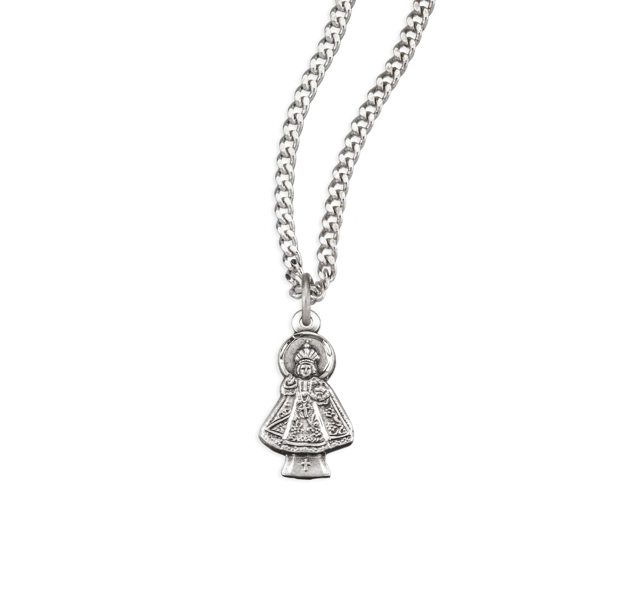 Sterling Silver Infant of Prague Cut Out Medal