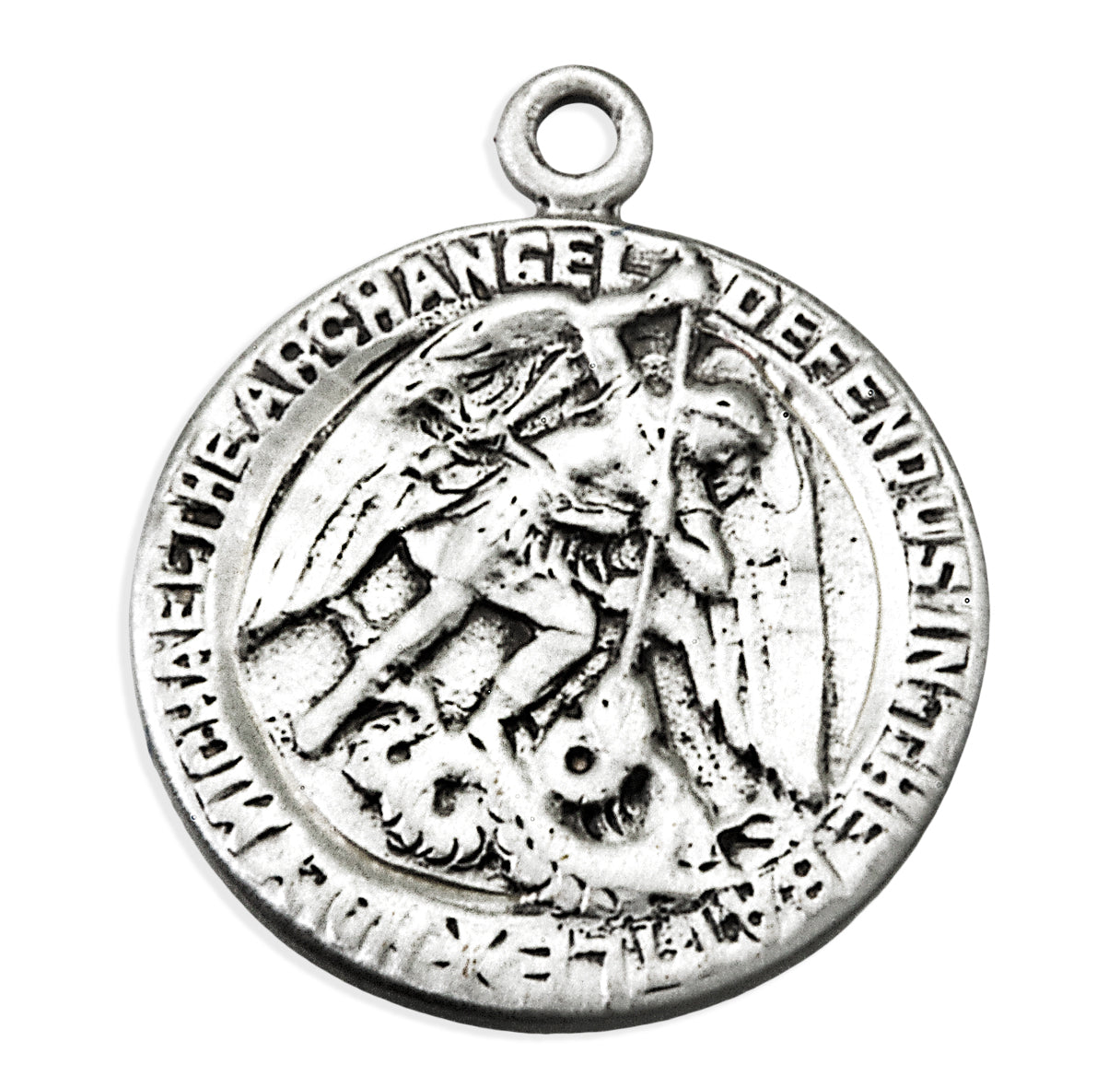 Sterling Silver Round Saint Michael the Archangel Medal