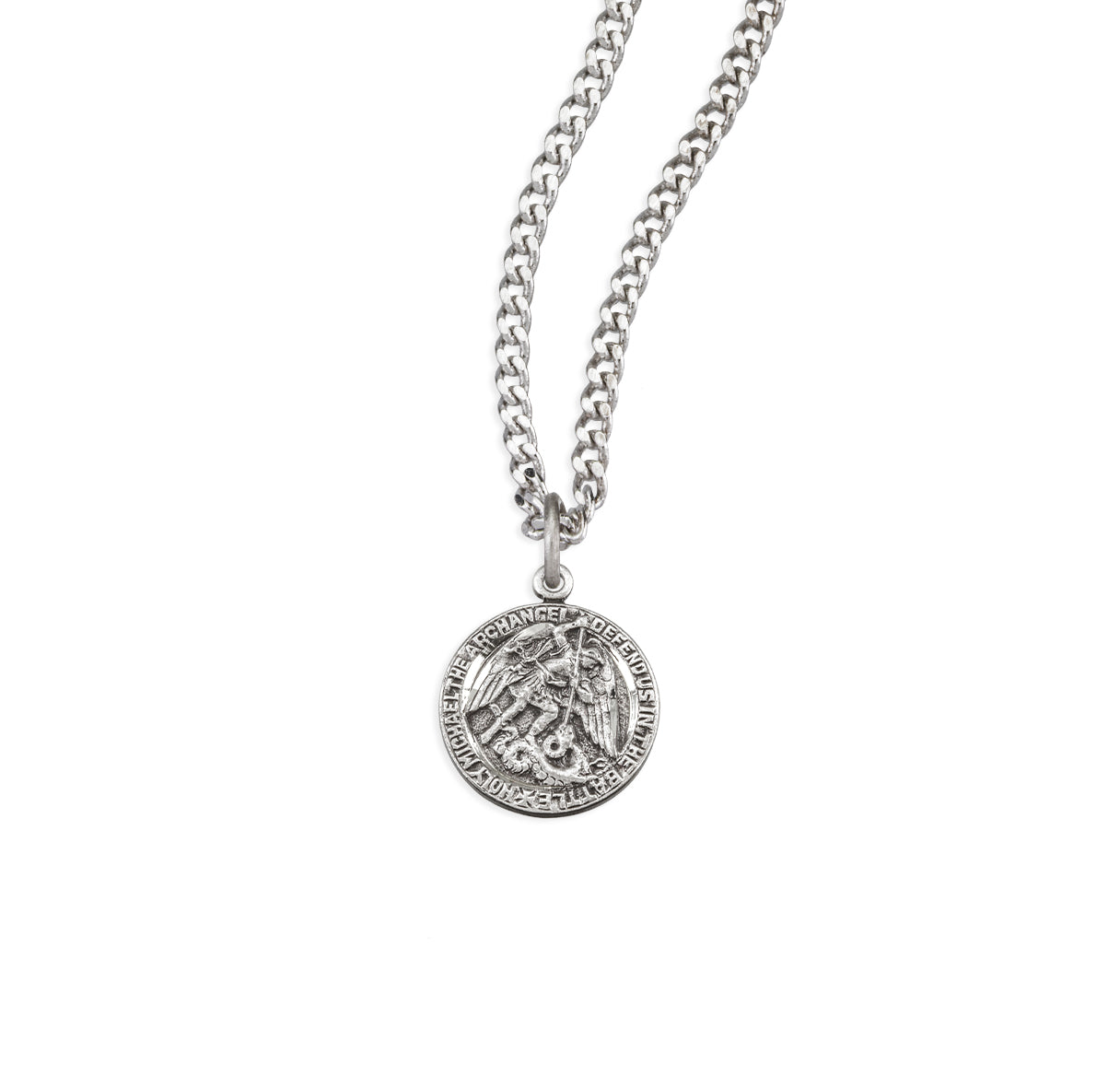 Sterling Silver Round Saint Michael the Archangel Medal