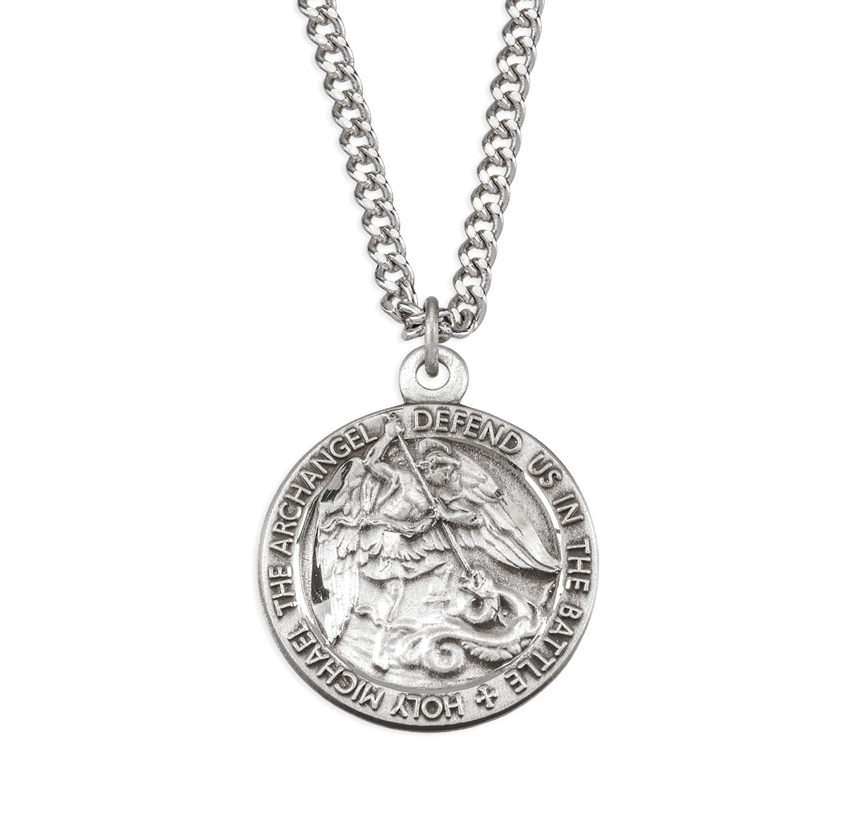 Sterling Silver Saint Michael the Archangel Medal With Prayer Border