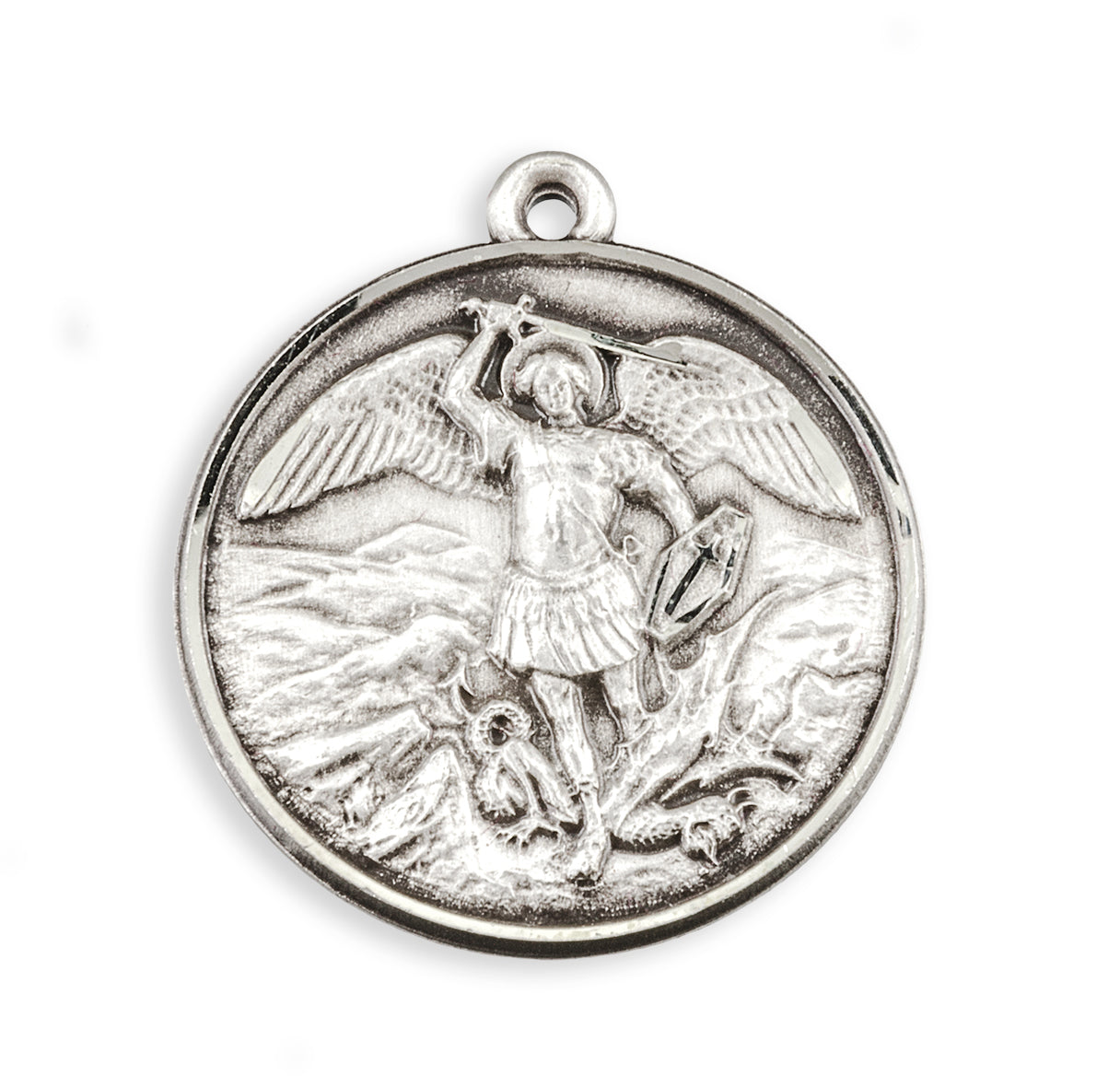 Sterling Silver Saint Michael Archangel with Prayer Medal