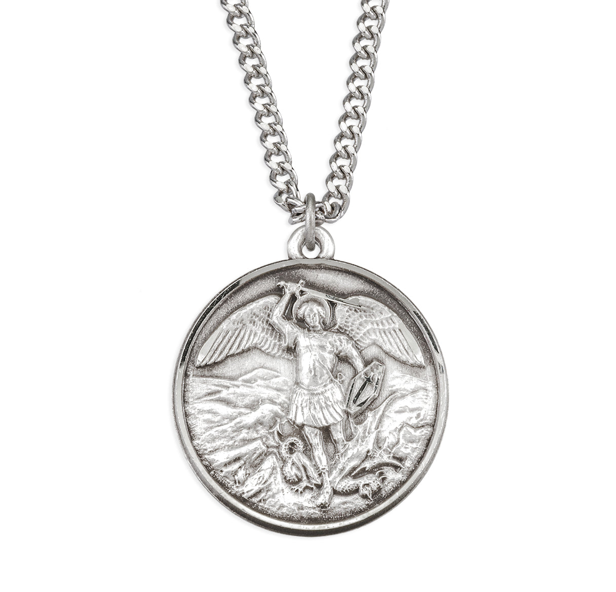 Sterling Silver Saint Michael Archangel with Prayer Medal