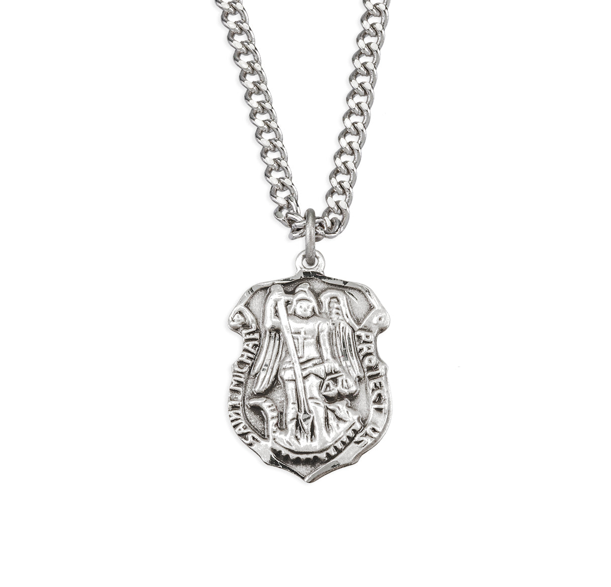 Sterling Silver Saint Michael Police Badge Medal