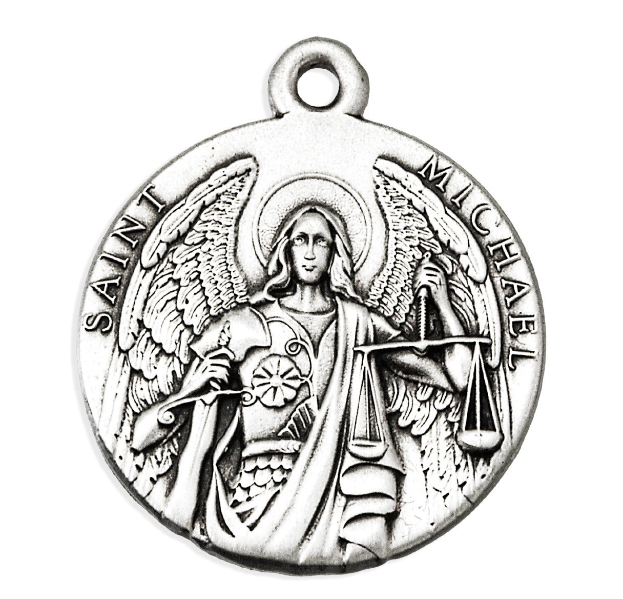 Sterling Silver Round Saint Michael Archangel Bust Medal