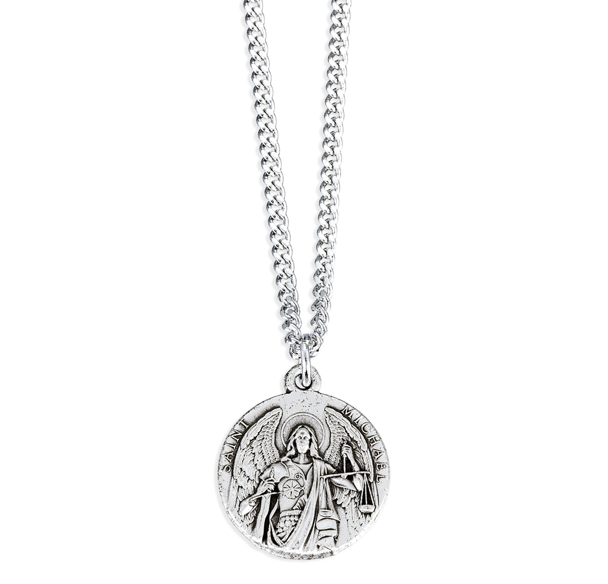 Saint Michael the Archangel Round Sterling Silver Medal