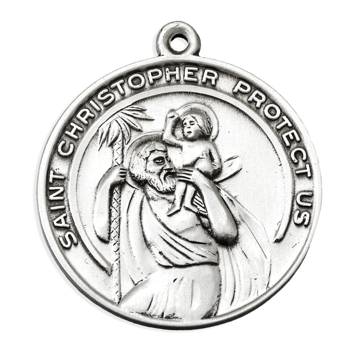 Sterling Silver Round Saint Christopher Protection Medal