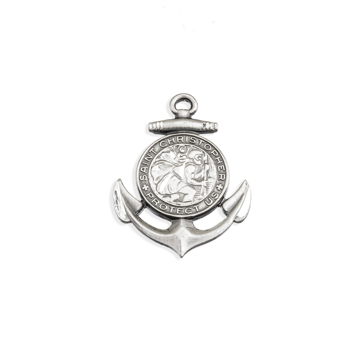 Sterling Silver Saint Christopher Protection Anchor Medal
