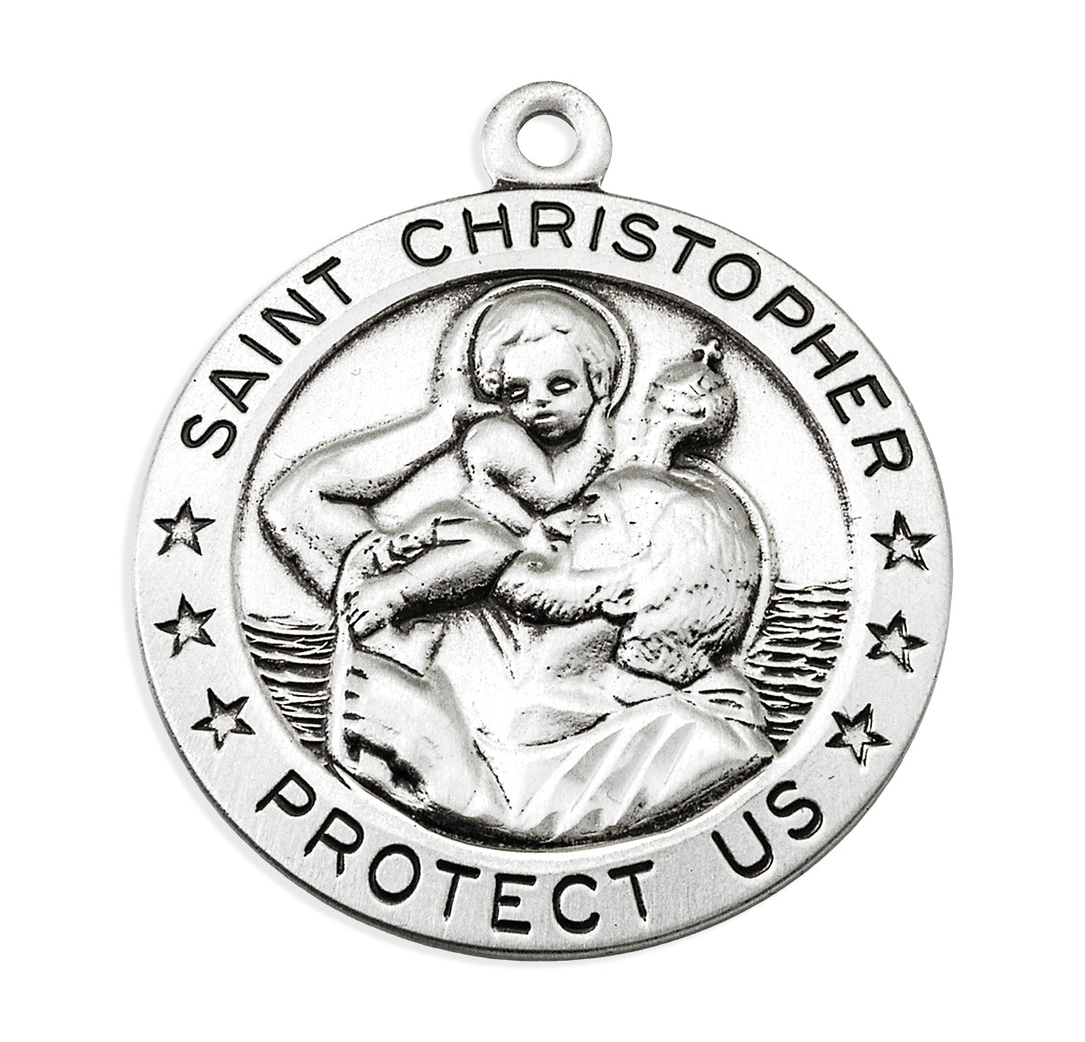 Sterling Silver Saint Christopher Protection Medal Bust