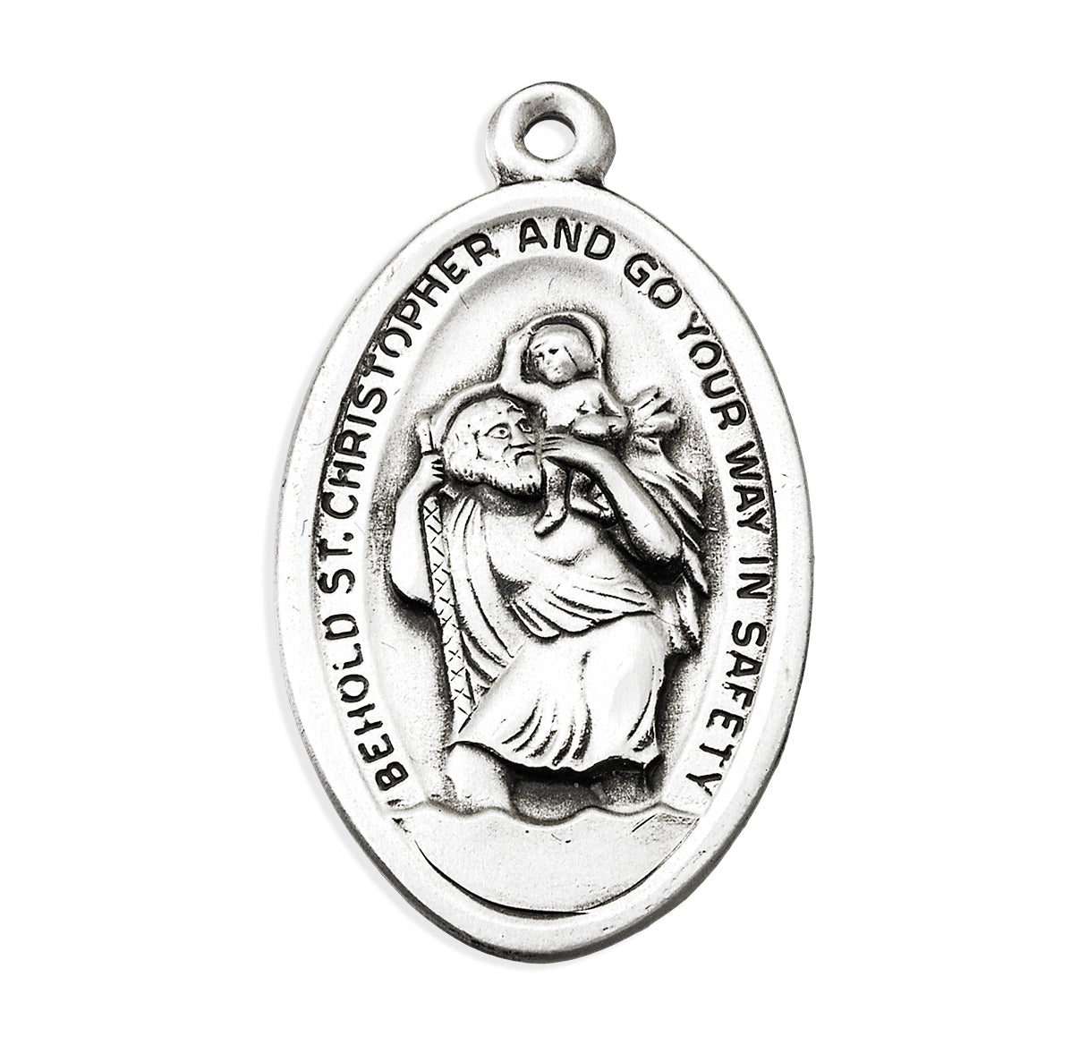 Sterling Silver Oval Saint Christopher Safety Medal