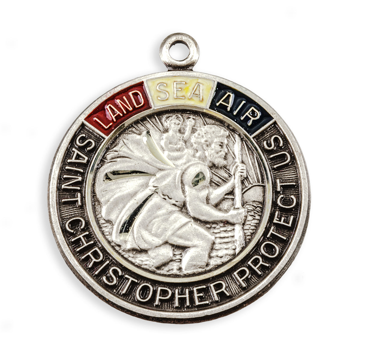 Sterling Silver Saint Christopher Protection Medal Land Sea Air
