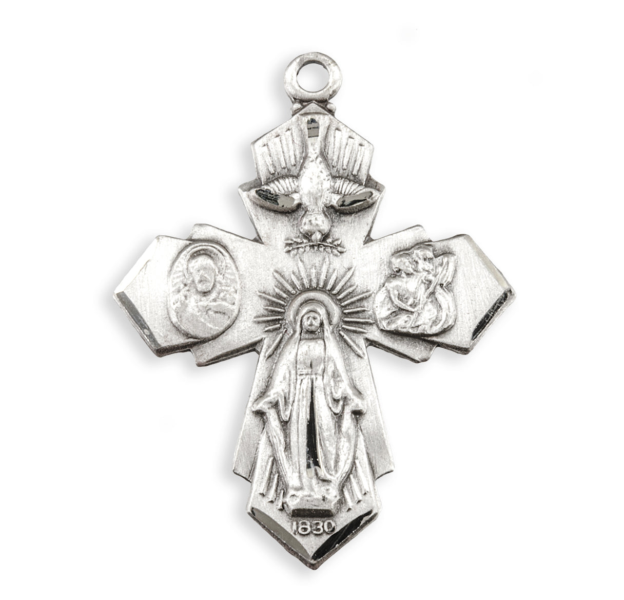 Sterling Silver Four Way Cross Medal Pointed Tips