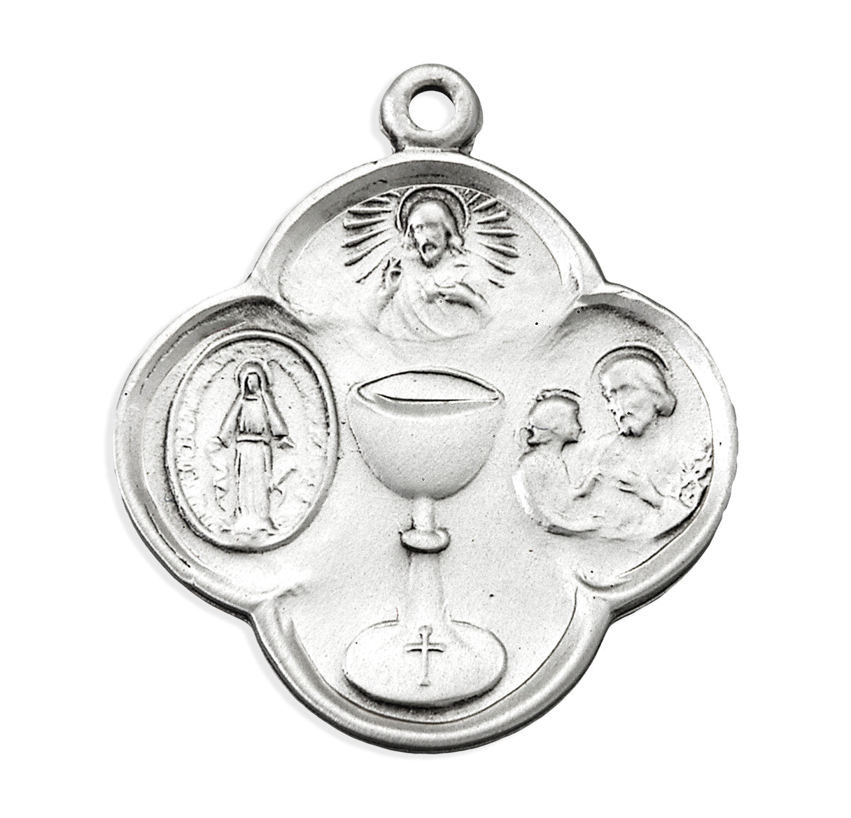 Sterling Silver Four Way First Communion Cross Medal