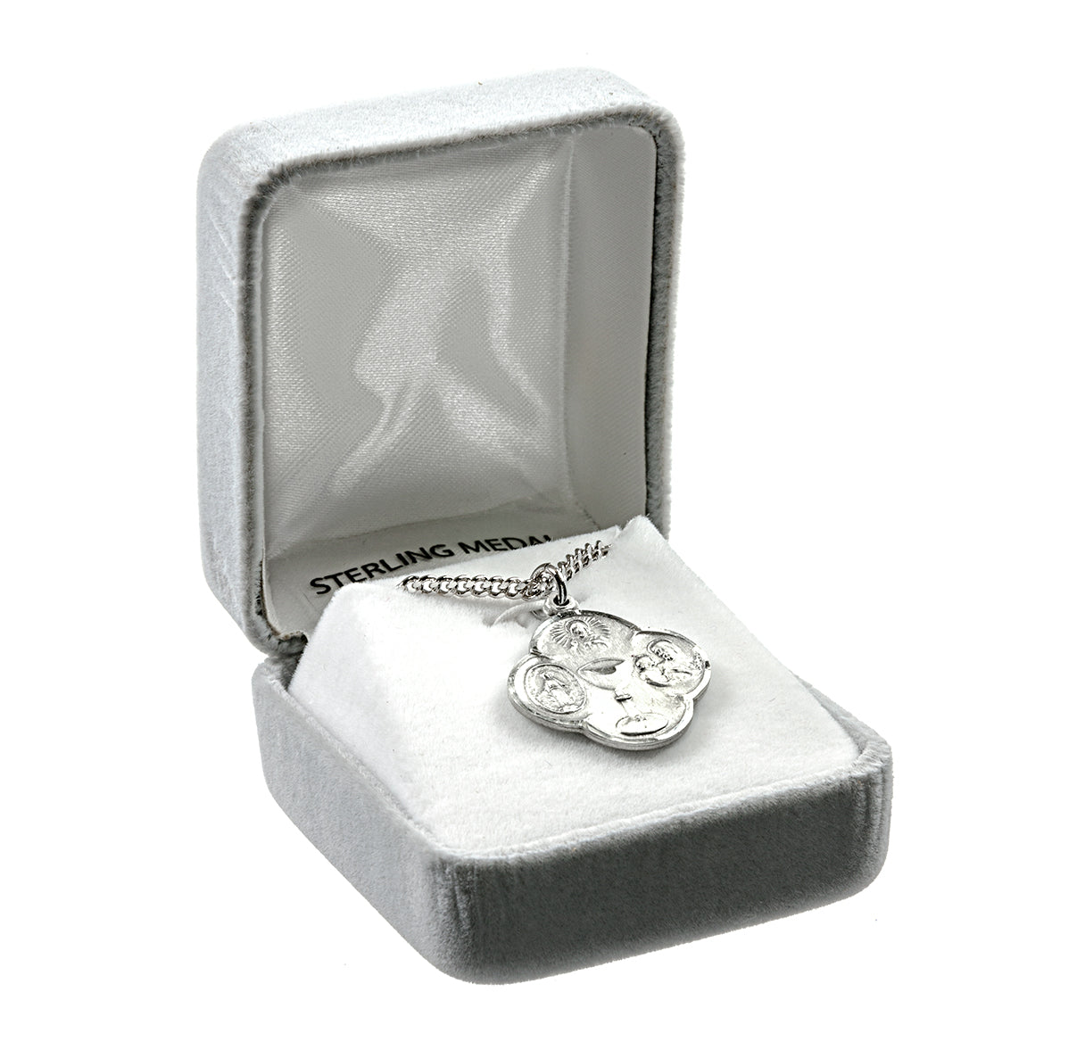 Sterling Silver Four Way First Communion Cross Medal