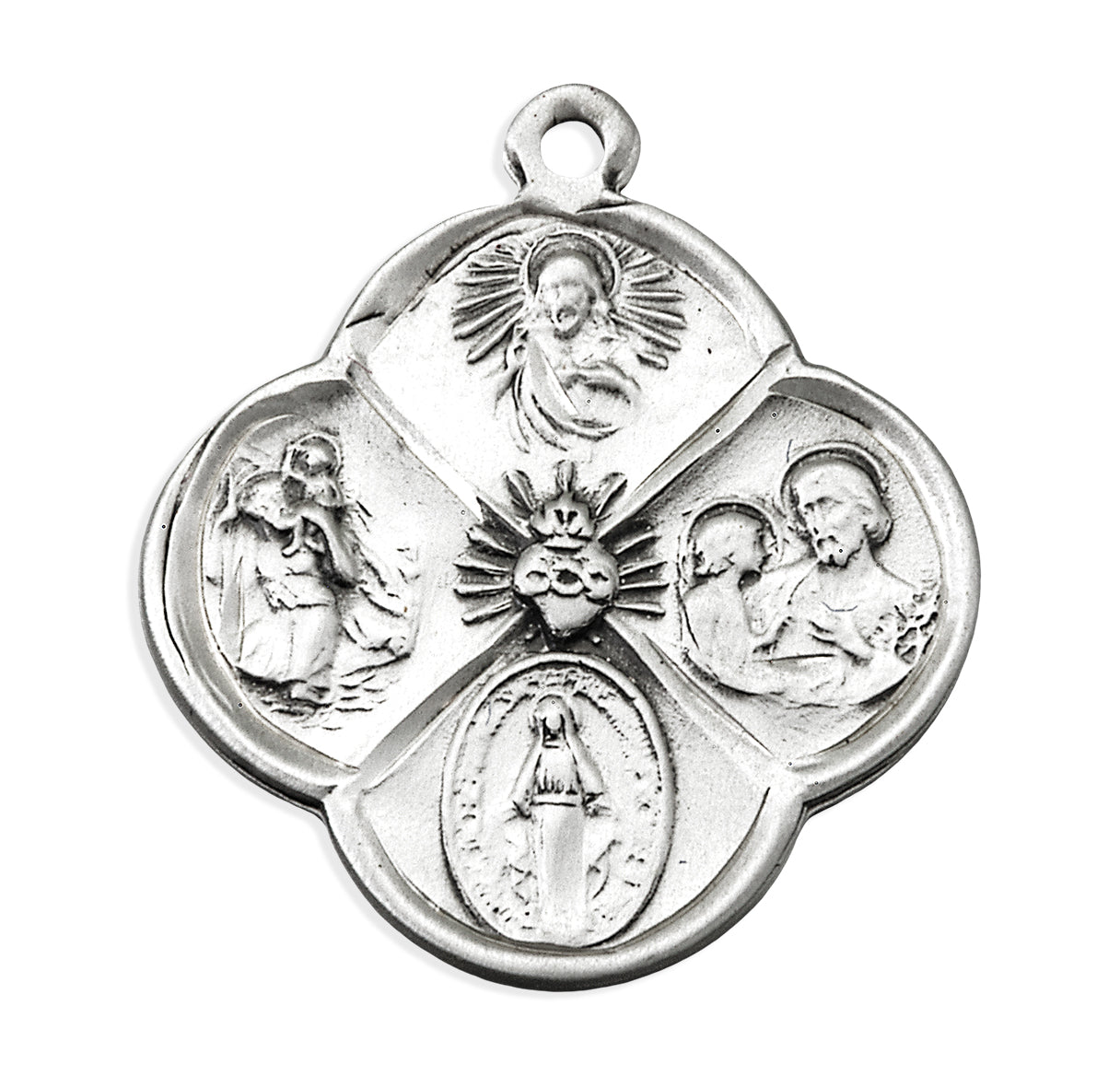Sterling Silver Four Way Cross Medal Budded Shape
