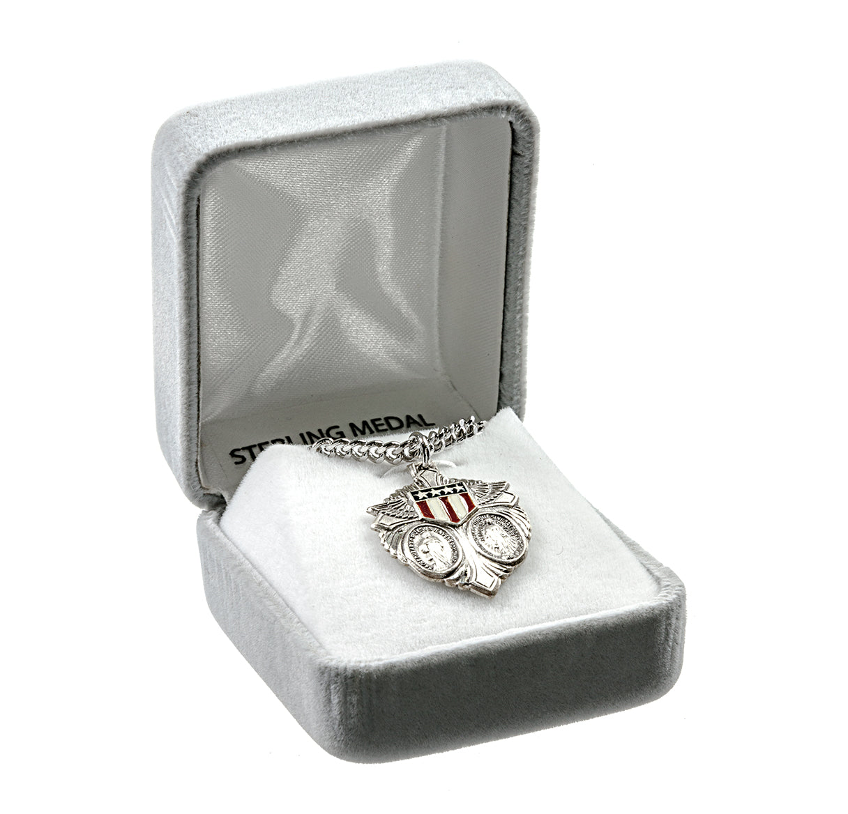 Sterling Silver Miraculous Medal Scapular American Shield