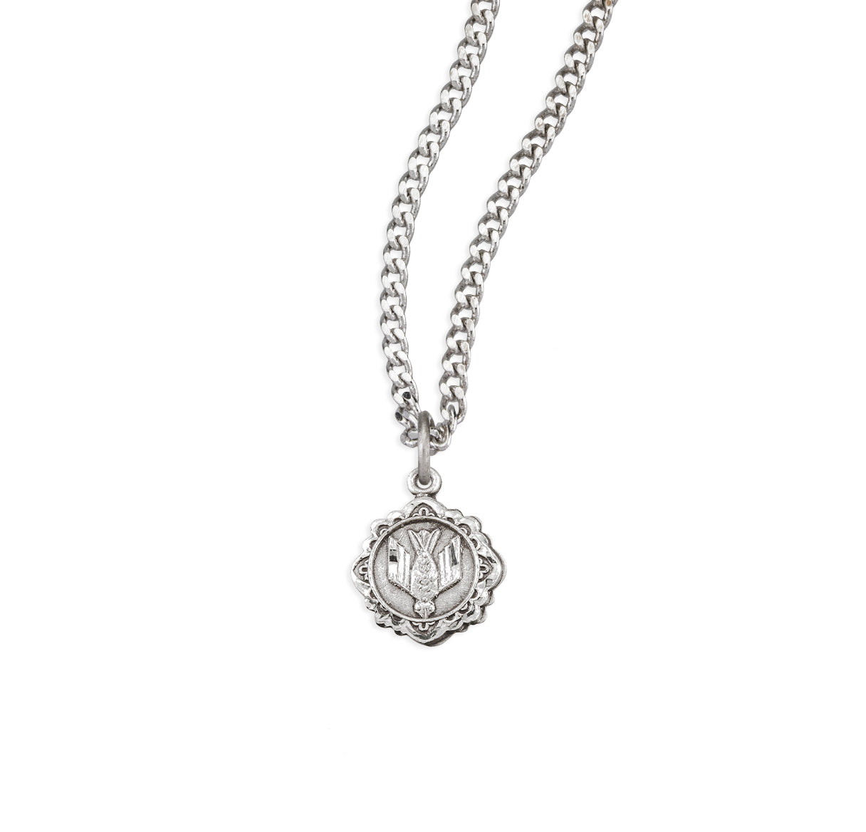 Sterling Silver Holy Spirit Dove Medal Fancy Edging