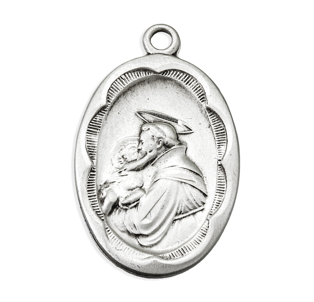 Sterling Silver Saint Anthony Medal Scalloped Edging