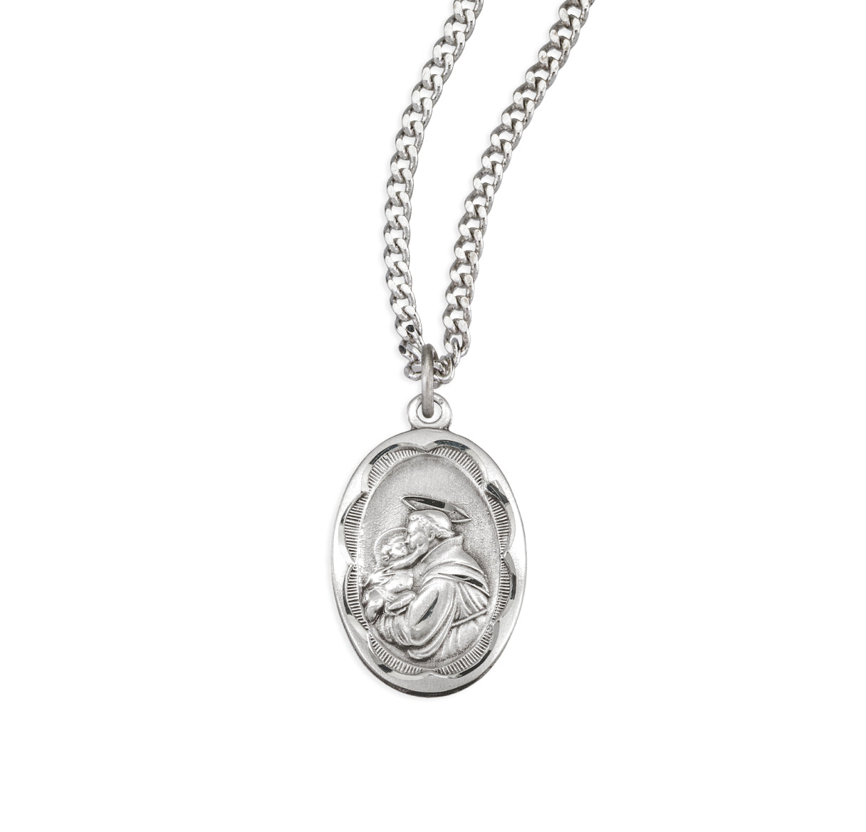 Sterling Silver Saint Anthony Medal Scalloped Edging