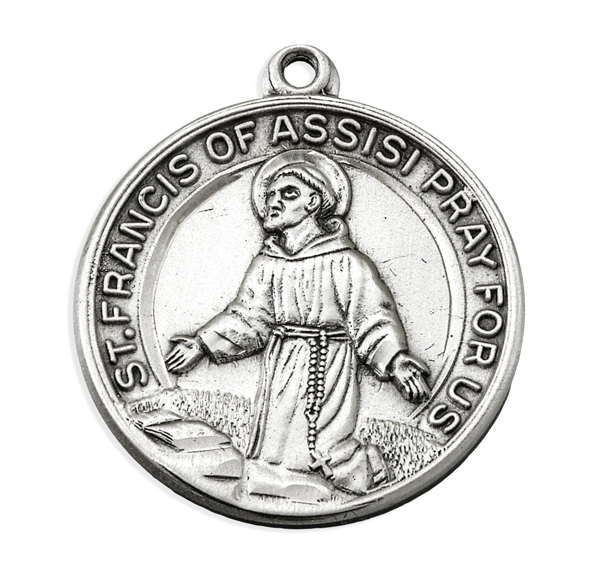 Sterling Silver Saint Francis of Assisi Medal Round