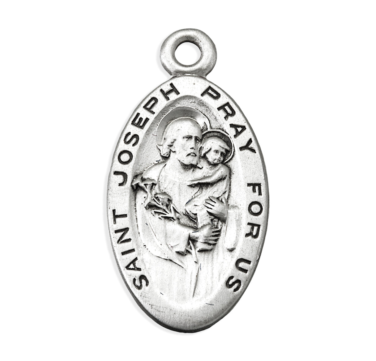 Sterling Silver Oval Saint Joseph with Jesus Medal