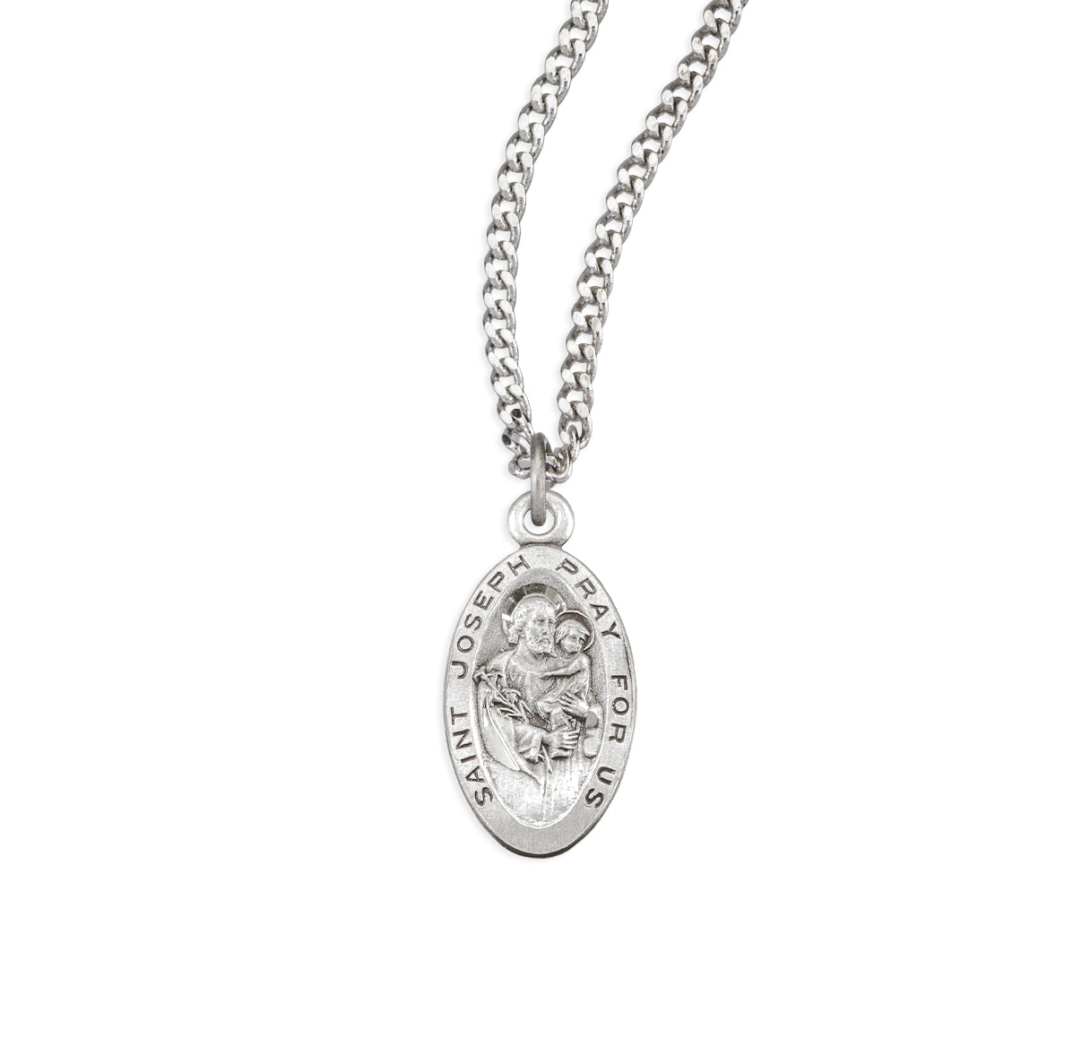 Sterling Silver Oval Saint Joseph with Jesus Medal