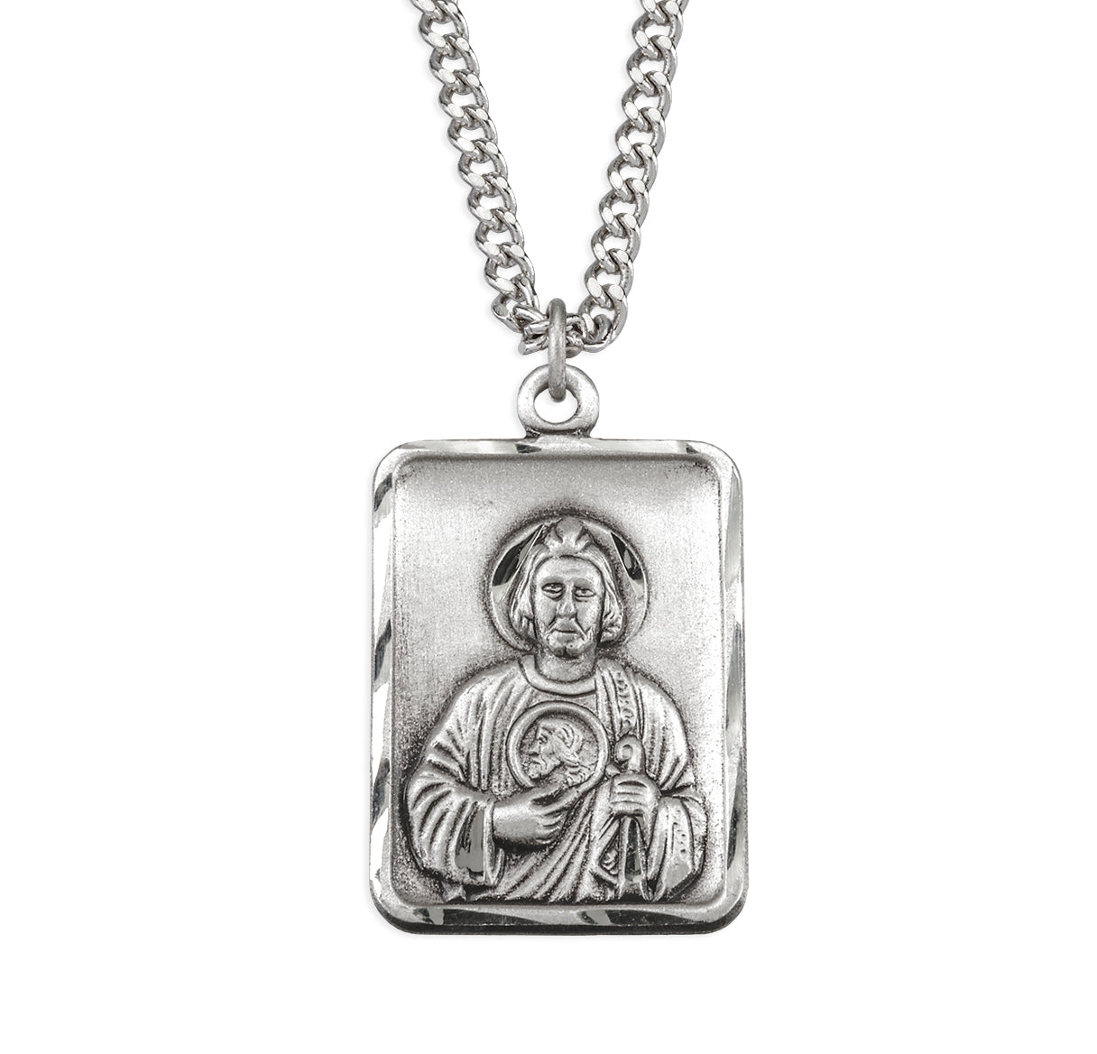 Sterling Silver Rectangular Saint Jude Apostle Medal