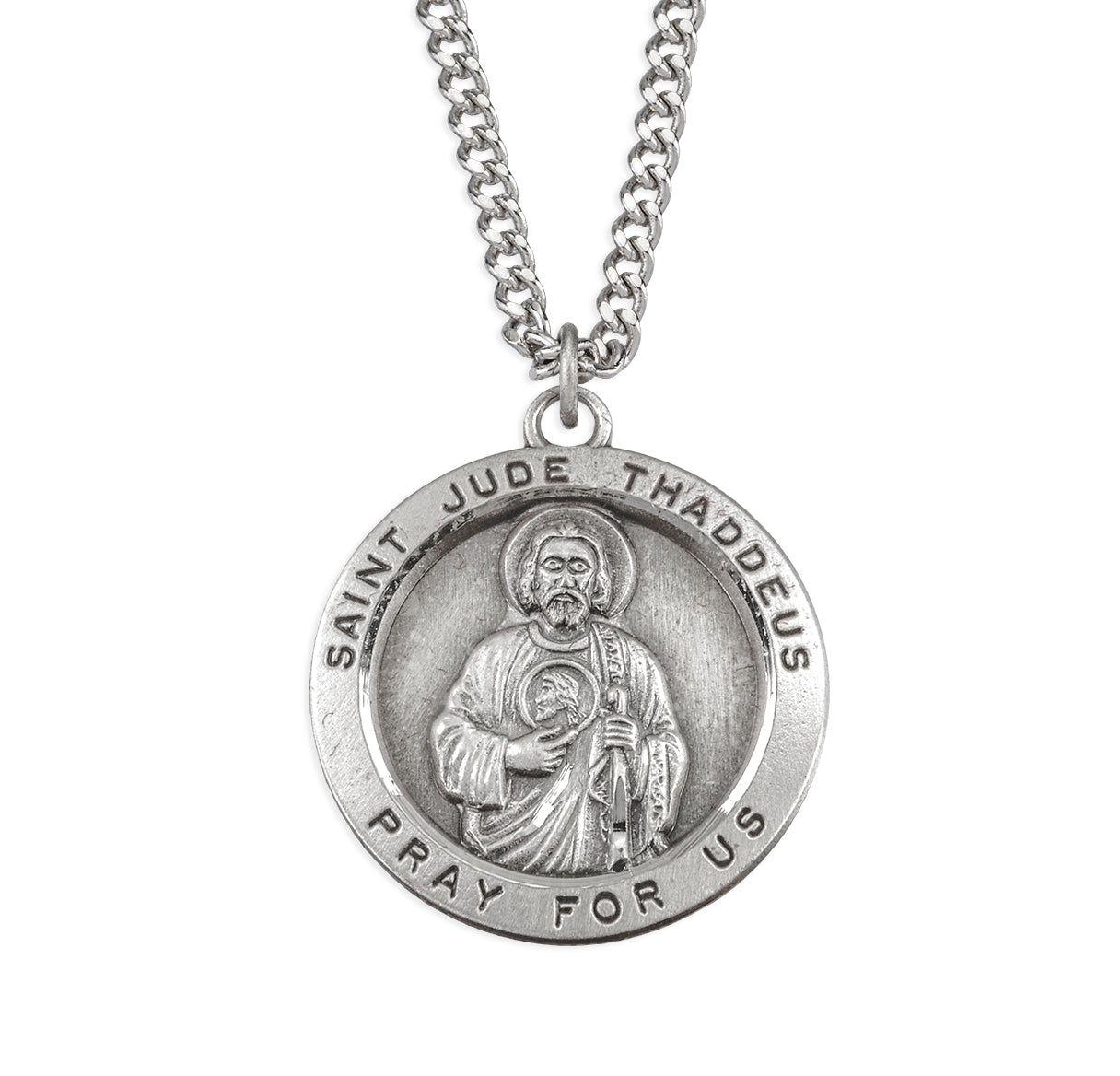 Sterling Silver Round Saint Jude Apostle Medal