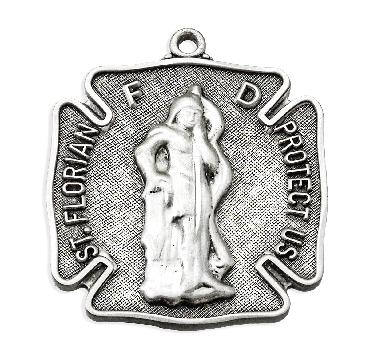 Sterling Silver Saint Florian protect us Firefighter Medal Badge